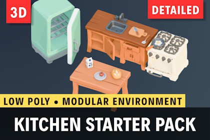 Low Poly Kitchen Starter Pack