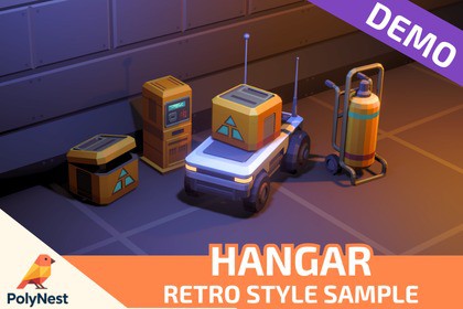 FREE Demo: Low Poly Sci-Fi Hangar / Cosmic Retro