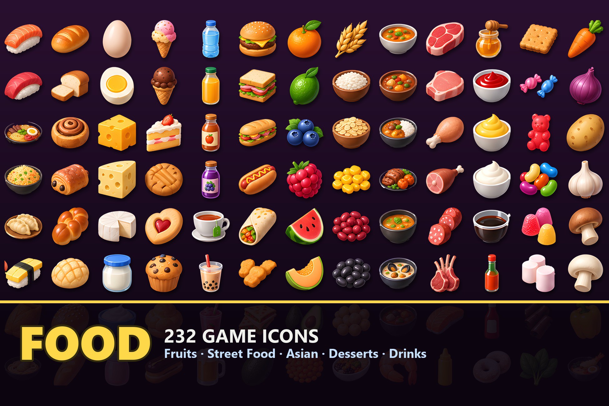 Food & Drink Icons - 232 Game Items