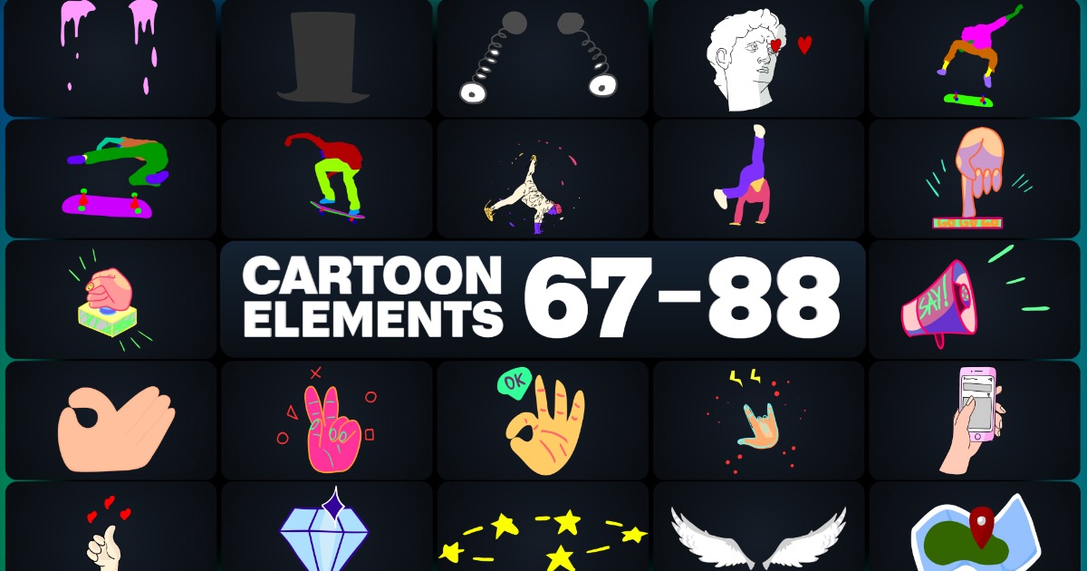 Unity Stock Cartoon Cartoon Elements 67-88 | 2D Textures & Materials | Unity Asset Store