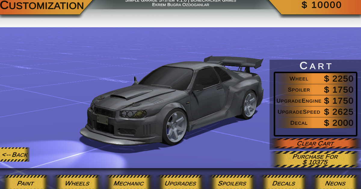 Car Controller Custom Simple Garage System For Realistic Car Controller Pro | Game Toolkits ...
