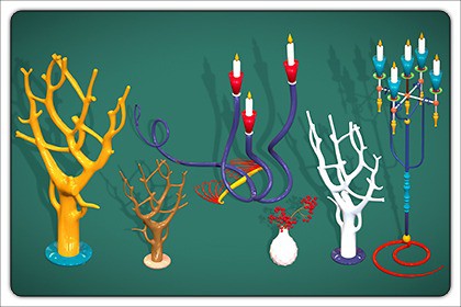 Show Pieces Pack - Antique Decorative Art Pack with Trees, Pots, and Candelabras