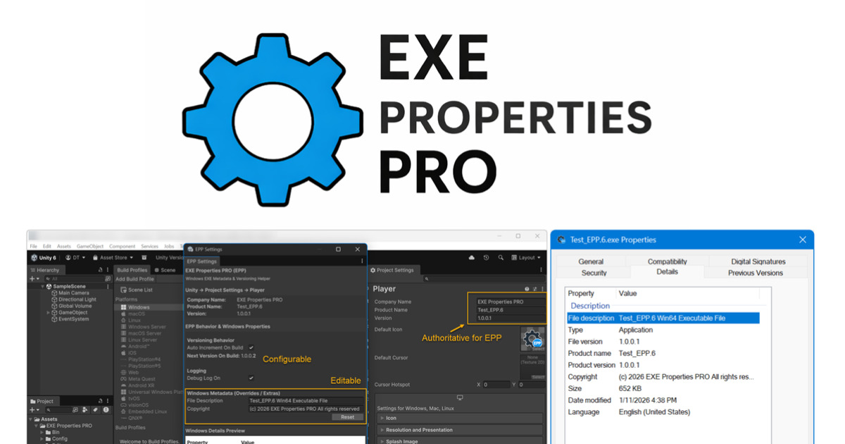 EXE Properties PRO | Utilities Tools | Unity Asset Store