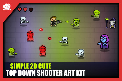 Simple 2D Cute Top Down Shooter Art Kit
