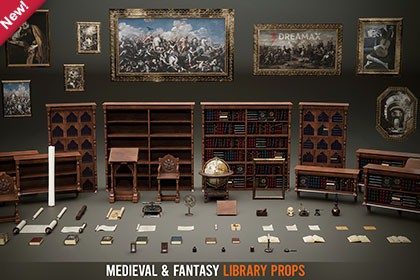 Medieval & Fantasy Library - Complete Scholar's Props Pack | Books, Scrolls
