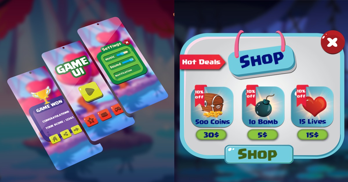 Combo of Awesome Game UI Pack, Button Pack and Icon pack 11 and 17 | 2D ...