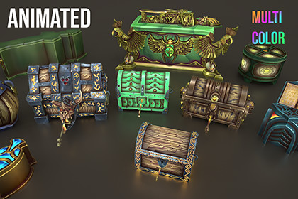 Fantasy Chests Pack Stylized LowPoly 3D Game Ready