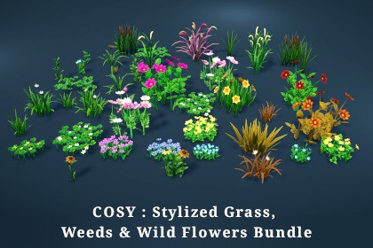 PIDI - COSY: Stylized Grass, Weeds and Wild Flowers Bundle
