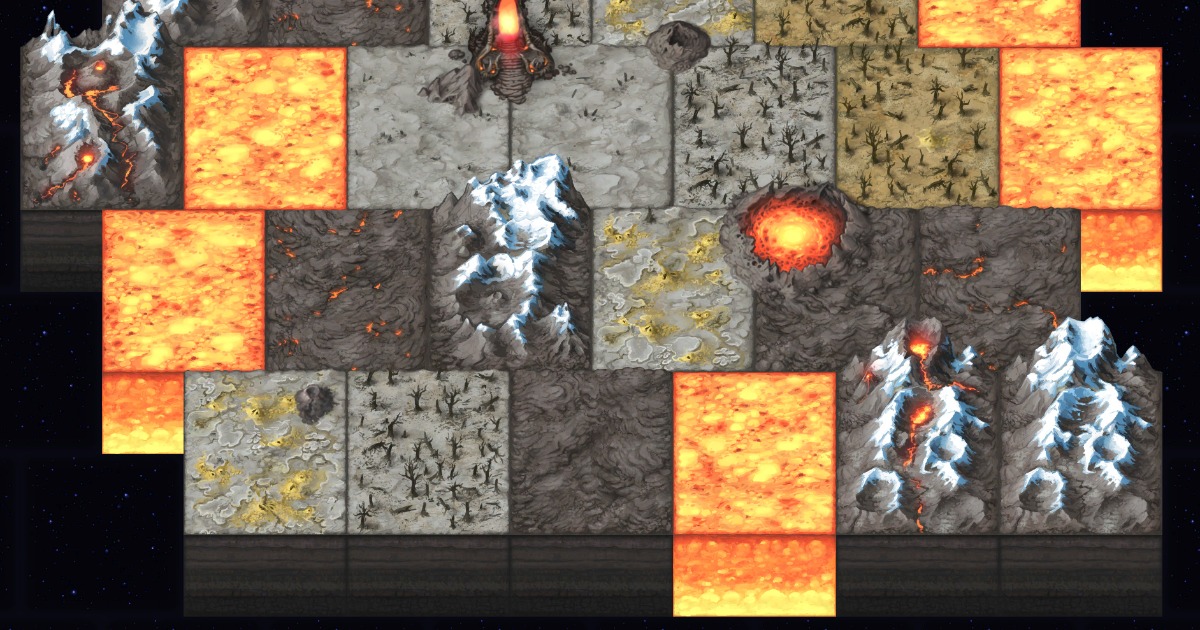 Tile Volcanic Wastes: Painted 2D Terrain | 2D Environments | Unity ...