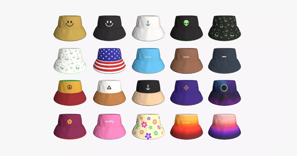 Bucket Hats - 20 Texture Variations | Props | Unity Asset Store
