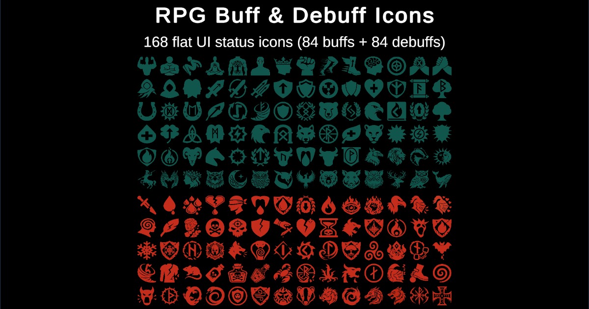 RPG Buff & Debuff Icons - Flat Fantasy Pack | 2D Icons | Unity Asset Store