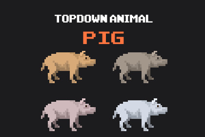 Pig - Top Down Pixel Art Animal