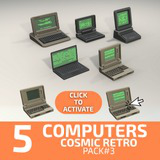 Low Poly Sci-Fi Laptop Pack (5 Models) - Retro Interactive Assets