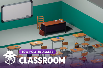 Low Poly Classroom Props and Stationery