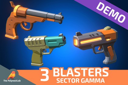 FREE: Sci-Fi Low Poly Energy Blasters Sector Gamma | Cosmic Retro