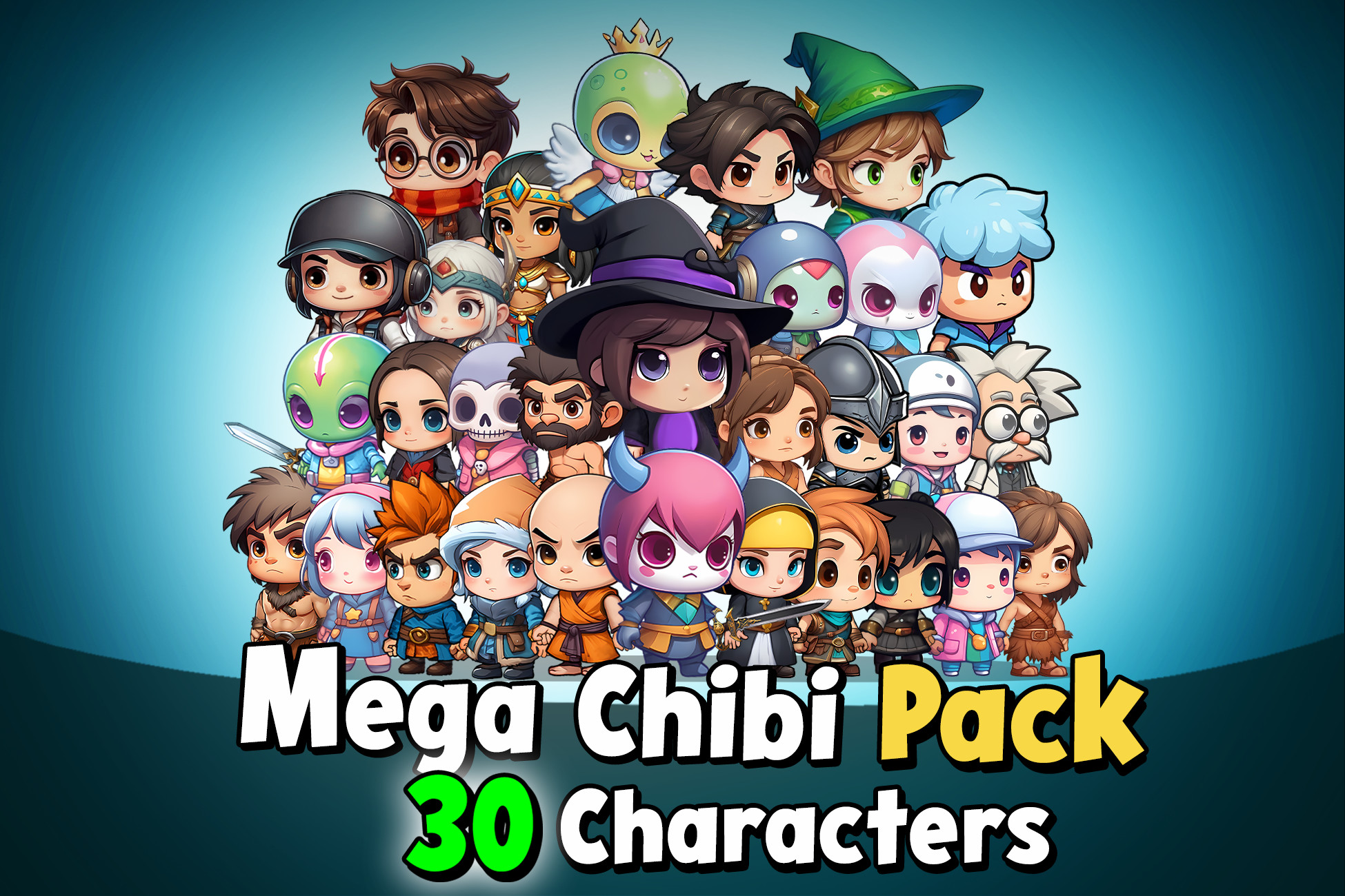 Mega Chibi Pack 30 Characters | 2D Characters | Unity Asset Store