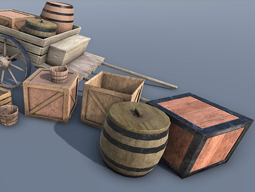 Medieval Containers Pack with Wagon | 3D Environments | Unity Asset Store
