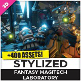 STYLIZED Fantasy Magitech Laboratory - Low Poly 3D Art