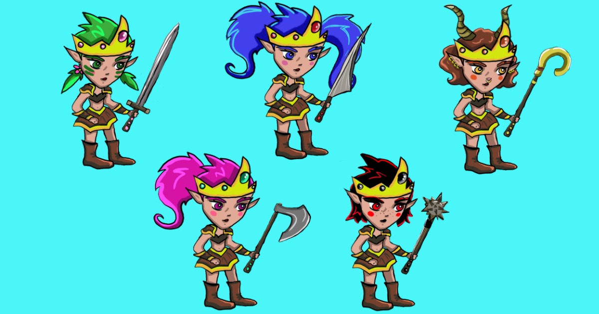 Cartoon Fantasy Amazons – 5 Animated Heroes | 2D Characters | Unity ...