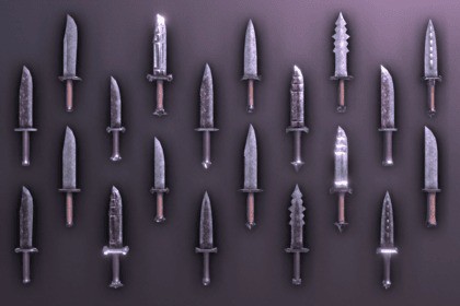 Modular Melee Knives | Low Poly Stylized Procedural Weapon Parts Pack