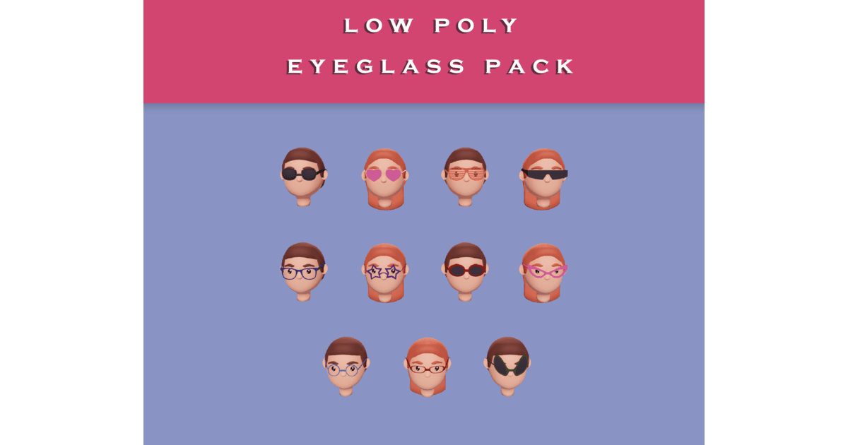 Low Poly Modular Character Assets - Eyeglass Pack | Props | Unity Asset ...