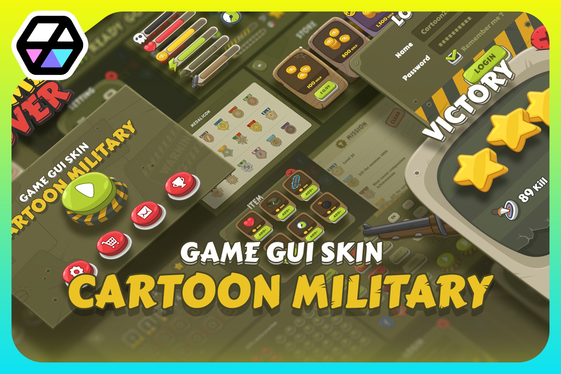 GUI - Cartoon Military | 2D GUI | Unity Asset Store
