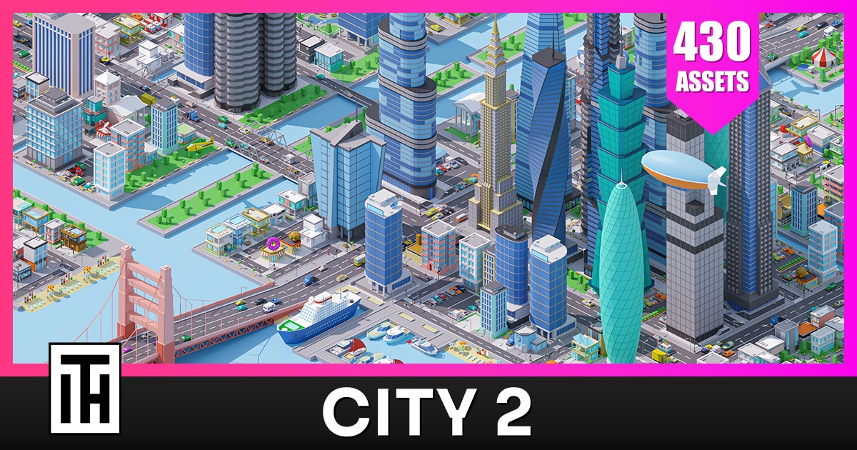 City 2 - Low Poly Asset Pack by ithappy | 3D 외부소품 | Unity Asset Store