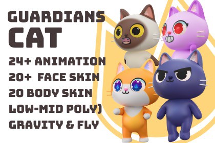 Neko Cat 3D Models Face/Mouth/Body – Animation Pack