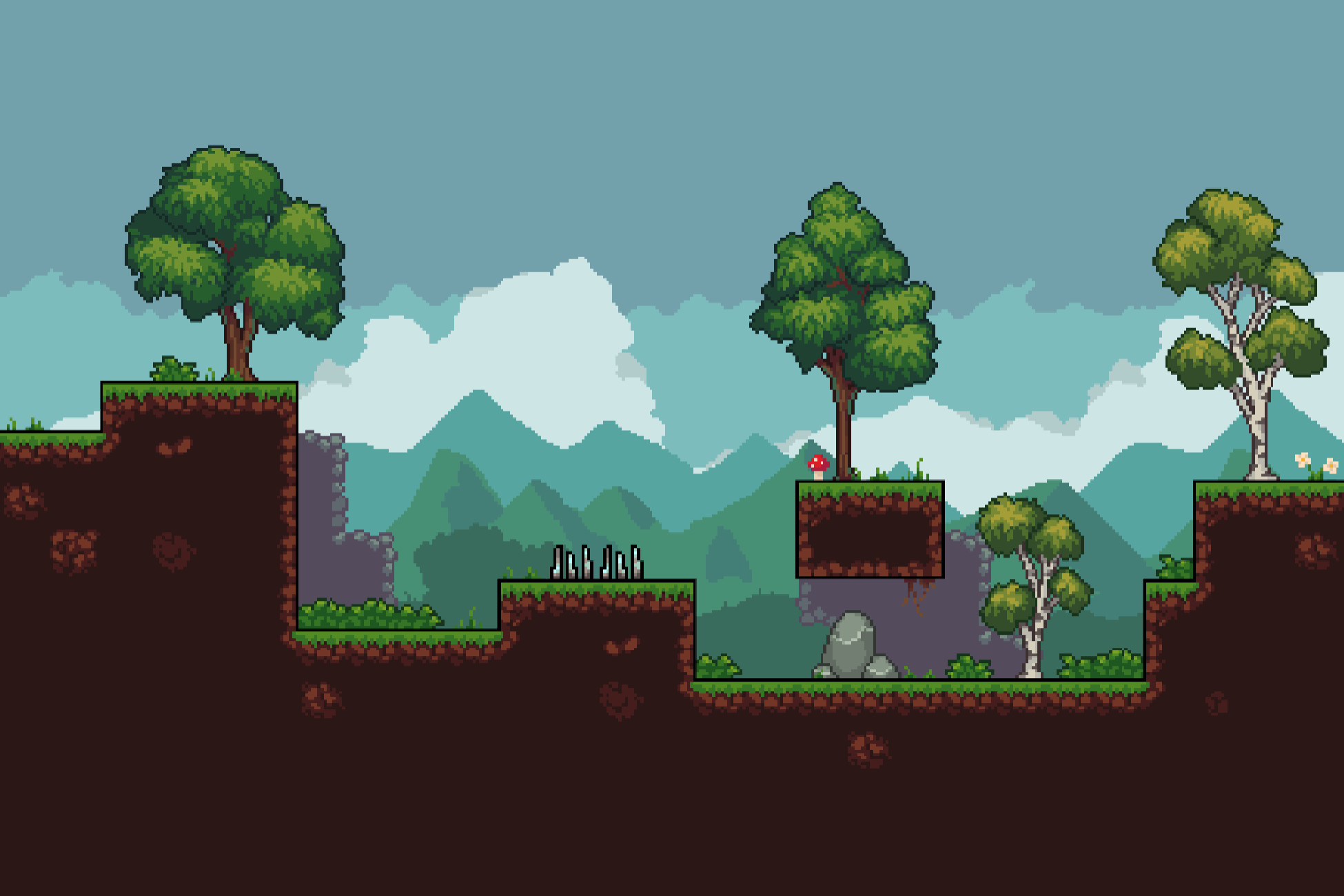 2D Pixel Art Platformer Biome Plains By OOO Superposition Principle 