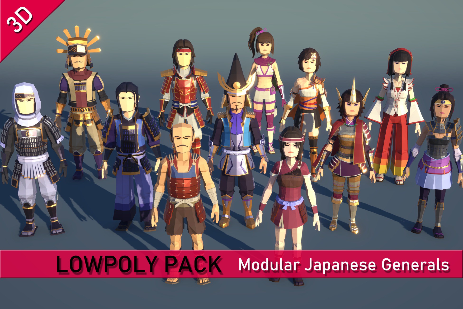 LowpolyPack Modular Japanese Generals