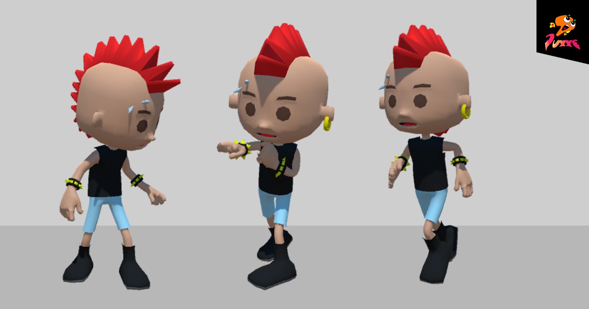 3D Character #005 - Punk Boy - Animated - Low Poly - FBX | 3D ...