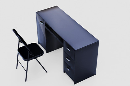 Metal Office Desk with Folding Chair