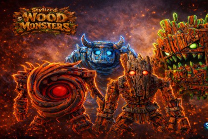 Monster Wood Pack – 4 Stylized Animated Creatures (LOD + Skins)