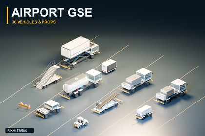 Airport Ground Support Equipment – 30 Vehicles & Props
