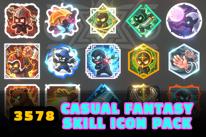 Casual Fantasy Skill Icons Pack – 3500+ RPG UI Icons (URP)