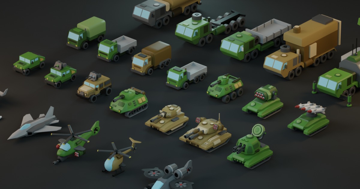 Unity Asset Vehicles Lowpoly Military Armored Army Vehicles Strategy Assets Pack | 3D ...