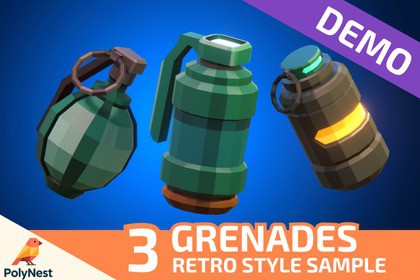 FREE Demo: Low Poly Sci-Fi Grenades - Retro Style Sample