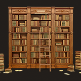 Vintage Bookcase, Books, Papers