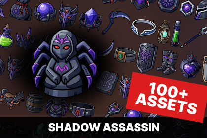 Shadow Assassin Equipment Relics Dark Magic Icons Pack RPG Strategy Adventure