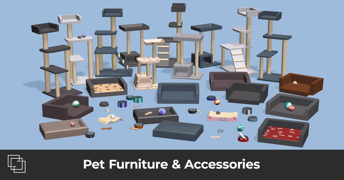 Pet Furniture & Accessories - Low Poly House Items | 3D 家具 | Unity ...