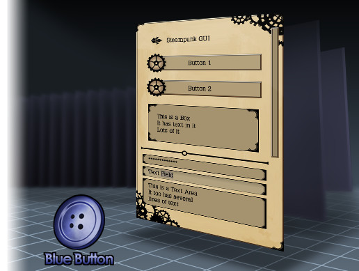 Blue Button Steampunk GUI | 2D GUI | Unity Asset Store