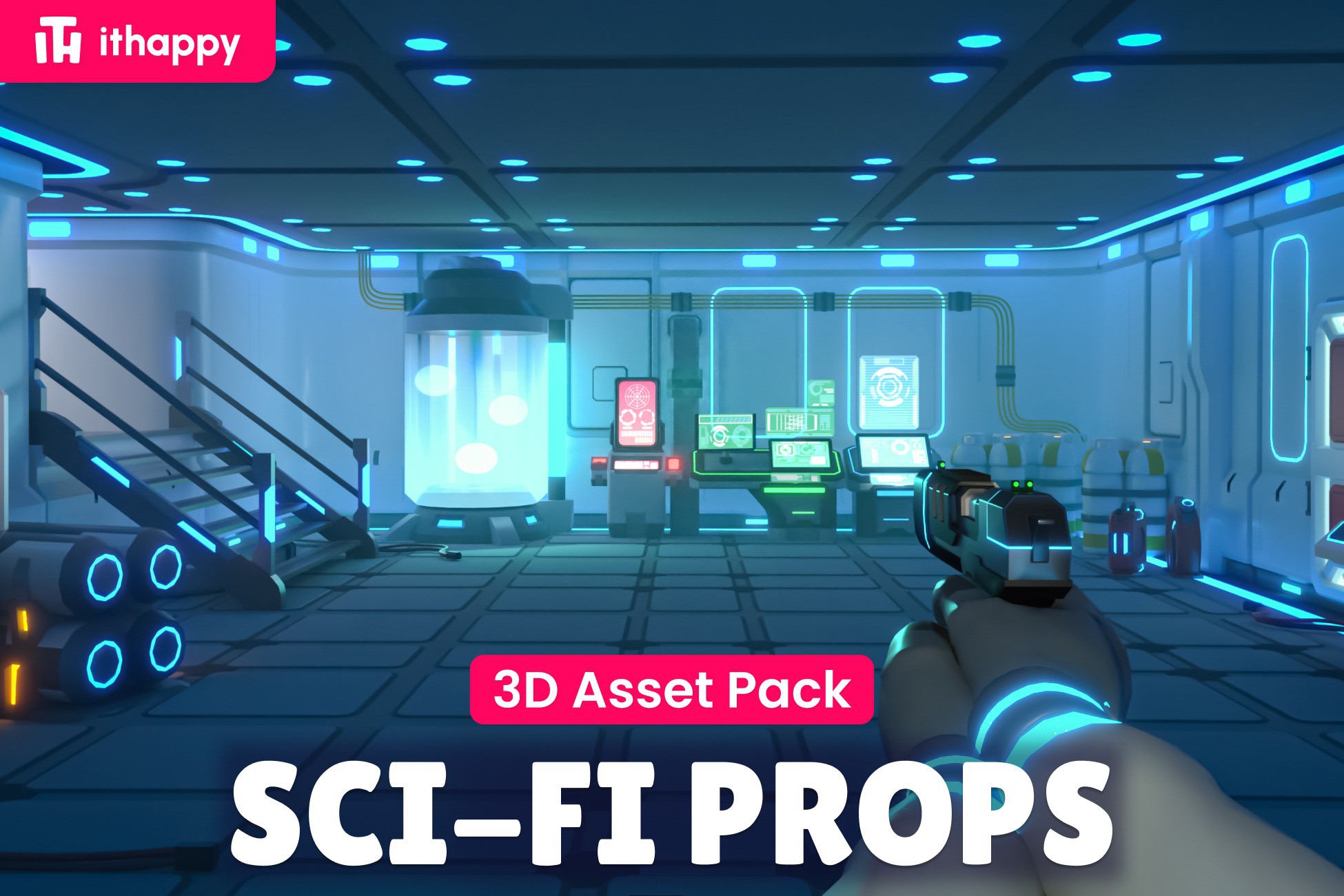 Sci-Fi Props - Low Poly 3D Models Pack