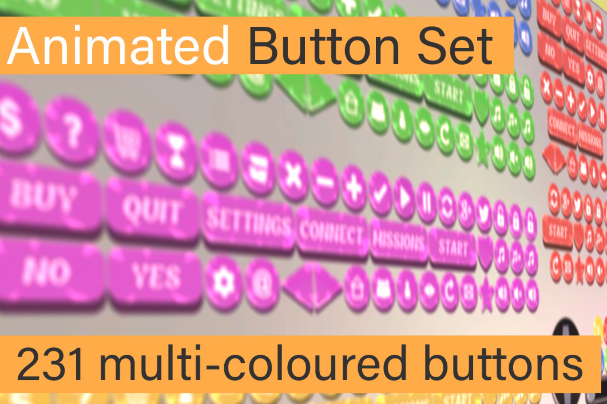 Animated Button Set - 231 multi-coloured buttons | 2D | Unity Asset Store
