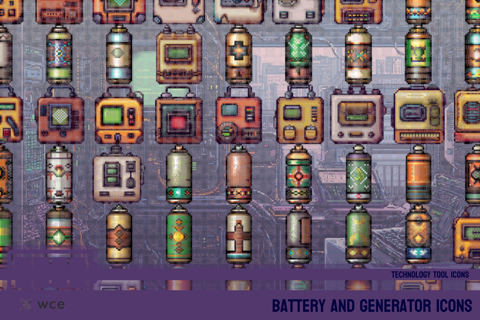 Battery & Generator Icons - 2D Pixel Technology and Profession Resource ...