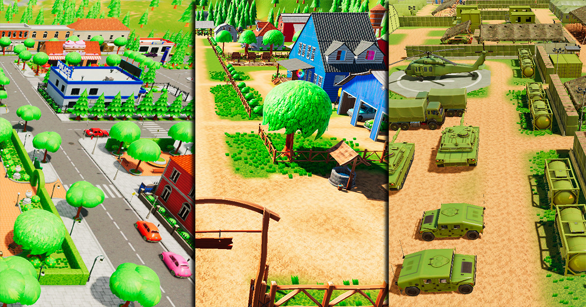 Base Unity Environment Stylized Bundle: Town, Farm & Military Base | 3D Fantasy | Unity Asset ...