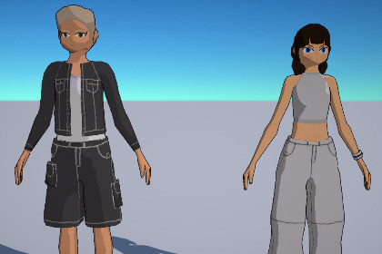 (URP) Casual Boy & Girl low poly characters
