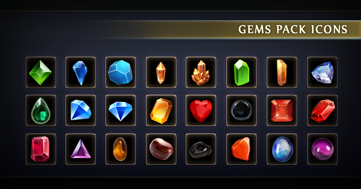 Gems Pack Icons | 2D 아이콘 | Unity Asset Store