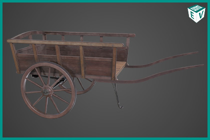 Wooden Cart 11 Red Wagon URP HDRP Textures