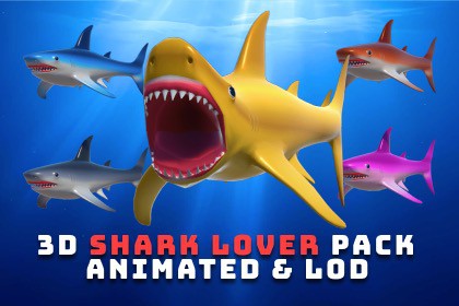 3D Shark lover Animation LOD Pack
