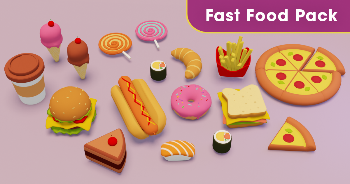 3D Modern Fast Food Pack | 3D 소품 | Unity Asset Store